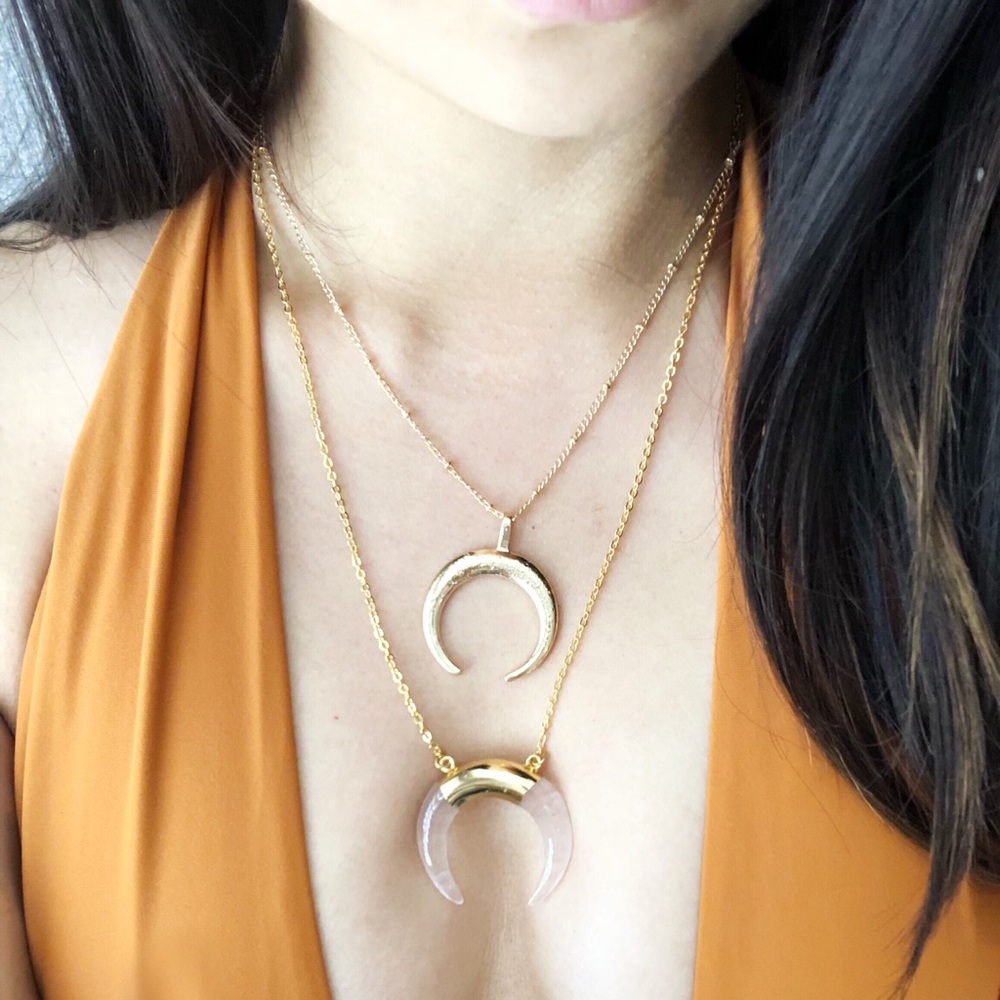 🌙 Amethyst double horn crescent necklace🌙